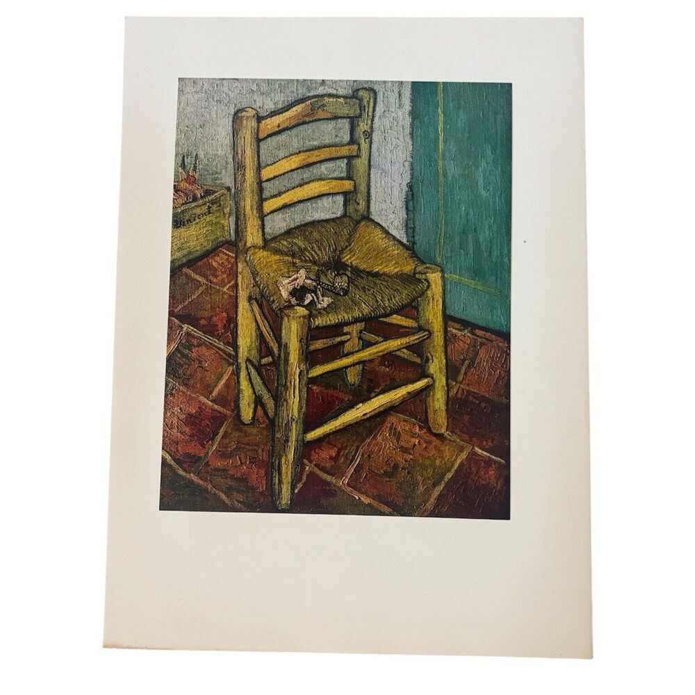 Vincent Van Gogh Chair Book Plate Print Vintage Art Impressionist WallDecor 1952